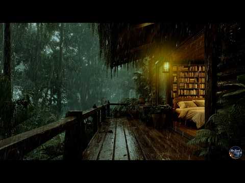 Sleep Fast & Deep 😴 Heavy Rain Outside a Cozy Forest Cabin