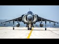 US Marine Corps AV-8B Harrier II Jets Pre-flight, Takeoff &amp; Landing