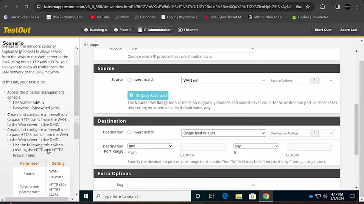 5.3.5 Configure a Perimeter Firewall : TestOut