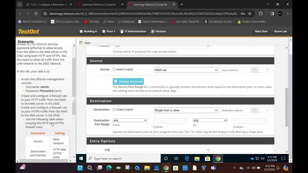 5 3 5 configure a perimeter firewall testout youtube