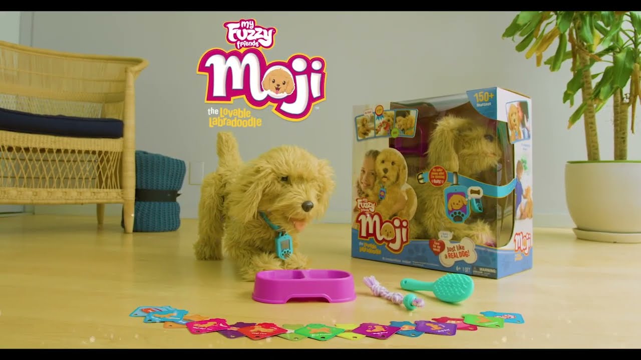 My Fuzzy Friends Moji – Labradoodle Interactif En Peluche – Réagit Aux Caresses Et à La Voix – 10 Commandes – Avec Collier Emoji