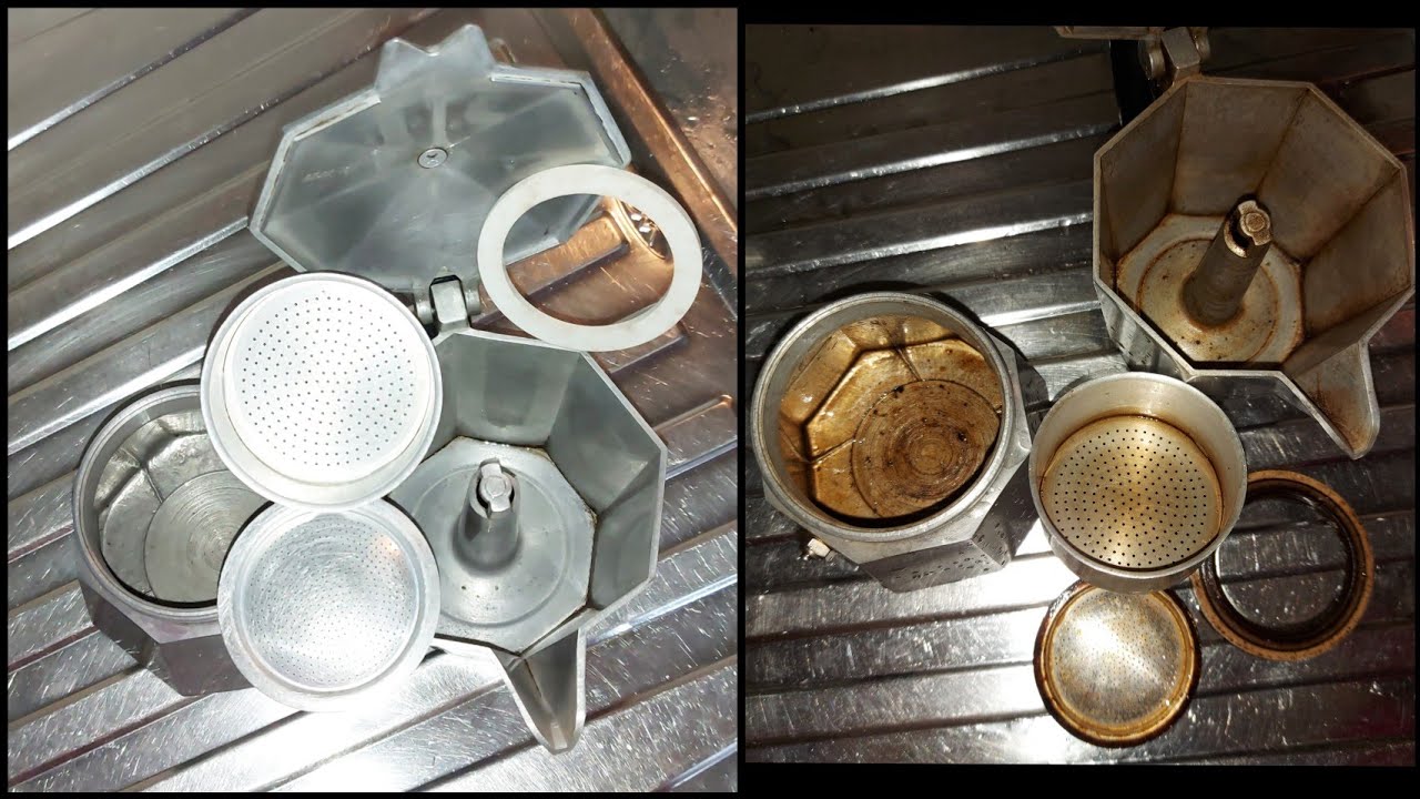 تنظيف براس القهوة ,الكافيتيار الايطالية ترجع جديدة بمكونات بسيطة وطريقة سهلة cafetière italienne