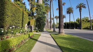 Early Morning Walk || Exploring BEVERLY HILLS MANSIONS, Los Angeles USA (4K Spatial Audio)