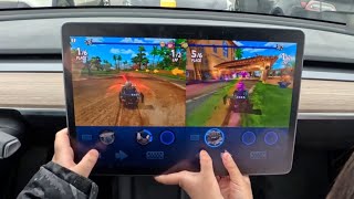 Kids Play Car Race Game Inside a Tesla! screenshot 3