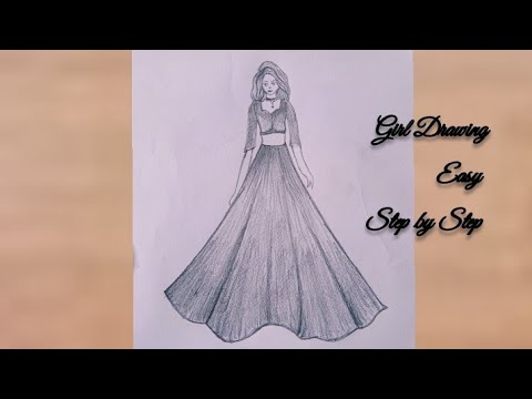 How to Draw A Girl With Beautiful Dress Easy Step by Step||Pencil ...