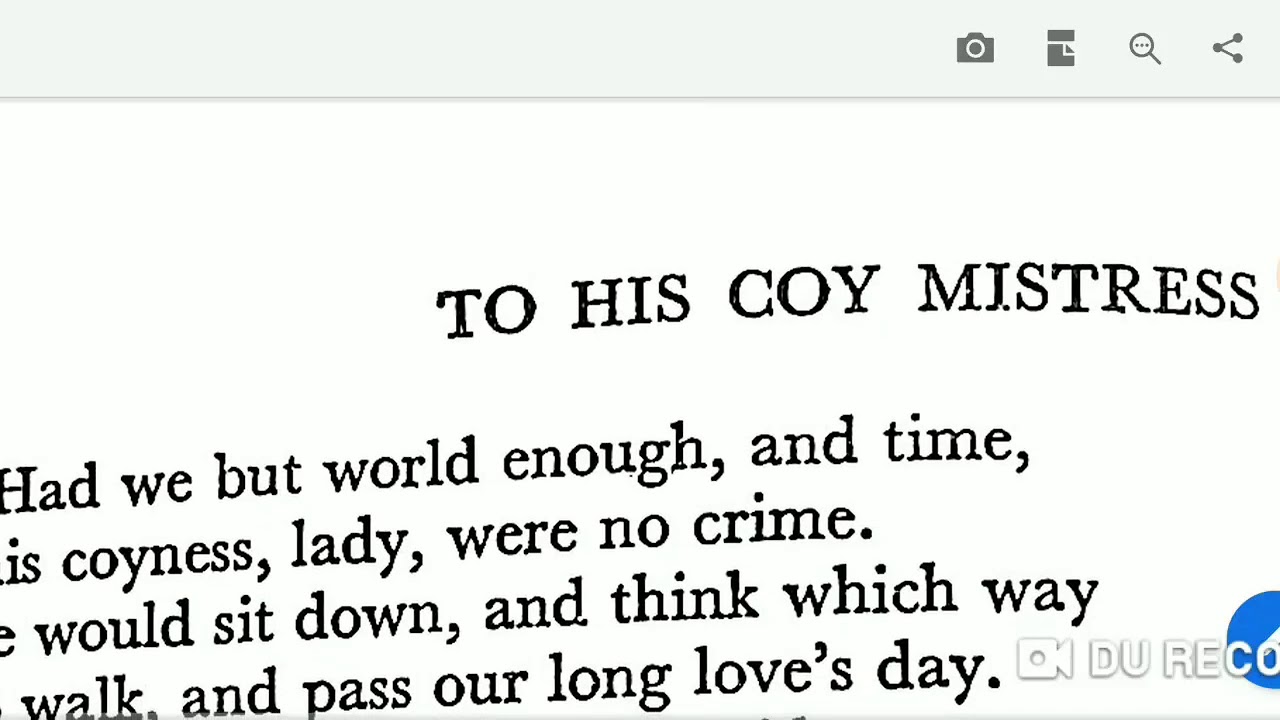 To His Coy Mistress By Andrew Marvell Detail Analysis Youtube