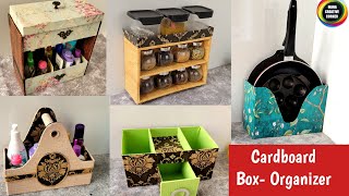 5 DIY Cardboard box ideas for storage/ 5 DIY Organizer Ideas using cardboard boxes