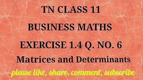 Tn 11business maths |exercise 1.4|q. no.6|state board |Matrices and Determinants |gmrrao maths|