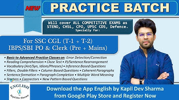 New PRACTICE BATCH for SSC/Bank and other Competitive Exams English by Kapil Dev Sharma