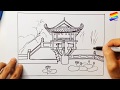 Vẽ tranh phong cảnh chùa Một Cột, chùa Diên Hựu | Draw One Pillar Pagoda | Bibabibo Channel