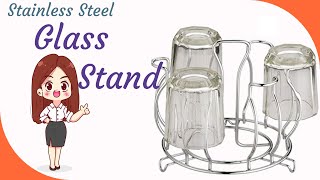 STAINLESS STEEL GLASS STAND/GLASS HOLDER /GLASS STAND FOR KITCHEN /DINING TABLE (Nickel Chrome)