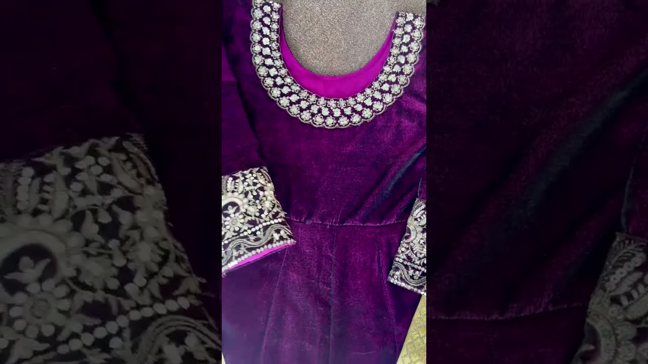Embroidered Black Color Wedding Speciol Plain Velvet Gown Set at Rs 1699 in  Surat