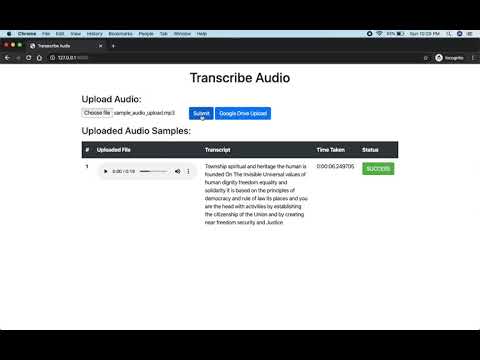 Django - Google Speech Recognition/Audio Transcribing