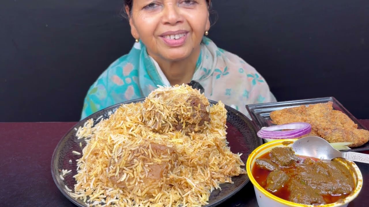 BIGBITES, EATING D BAPI SPCL MUTTON BIRIYANI, METE CHORCHORI, FISH FRY।।