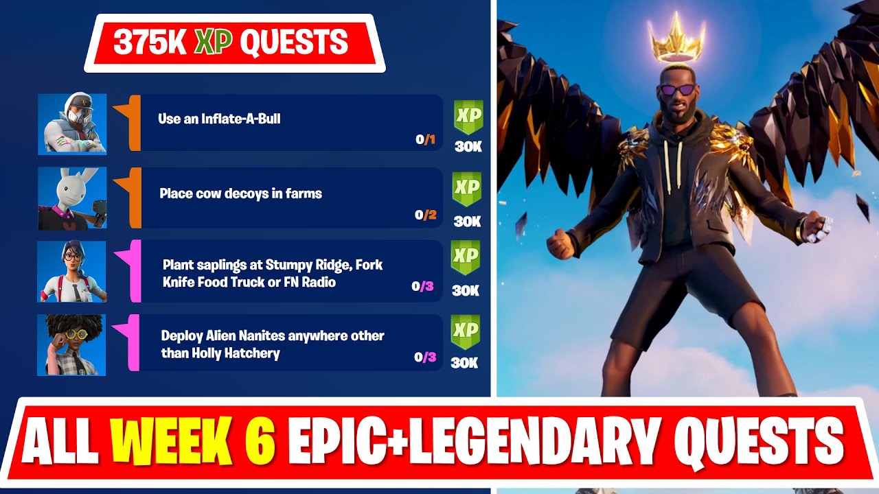 All Week 6 Epic & Legendary Quest Challenges Fortnite Prepper Supplies, Inflate-A-Bull, Cow Decoys
