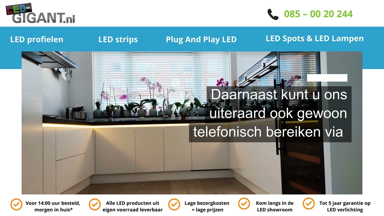 verlichting gemonteerd aan aanrechtblad LED-Gigant.nl - YouTube