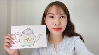 Complete the coloring picture of a tea cup with flower petal motifs - Crazy Fishing