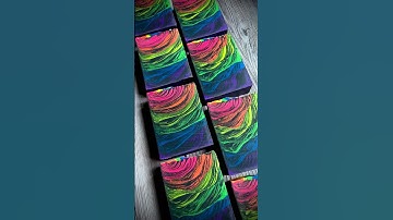 Pouring & Cutting 🌈 Black Magic CP soap #soapmaking #soap #rainbow #barsoap #handmadesoap