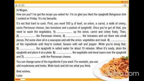 Excel 8 Module 8 An email describing how to make your favourite food p  97