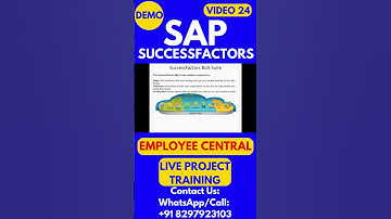 SAP SuccessFactors Employee Central Training Video 24 #sapsuccessfactorstraining #sapsuccessfactors