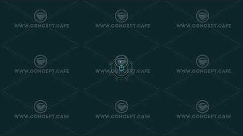 Animated HUD infographic element composed of geometric shapes.