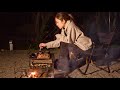 焚き火のそばでステーキと焼き野菜。｜ソロキャンプ ASMR