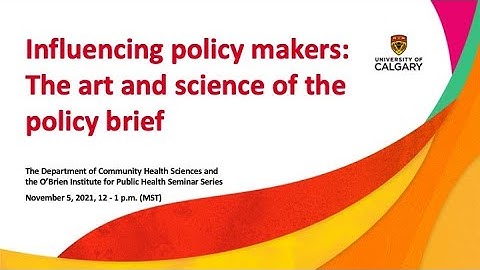 Influencing policy makers: The art and science of the policy brief