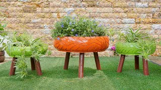 Recycle Tires into Beautiful Flower Pots for Small Garden and Balcony Garden