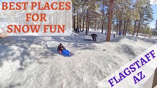 BEST PLACES TO PLAY IN THE SNOW IN FLAGSTAFF AZ | Where to Go Sledding in Flagstaff | Flagstaff Snow
