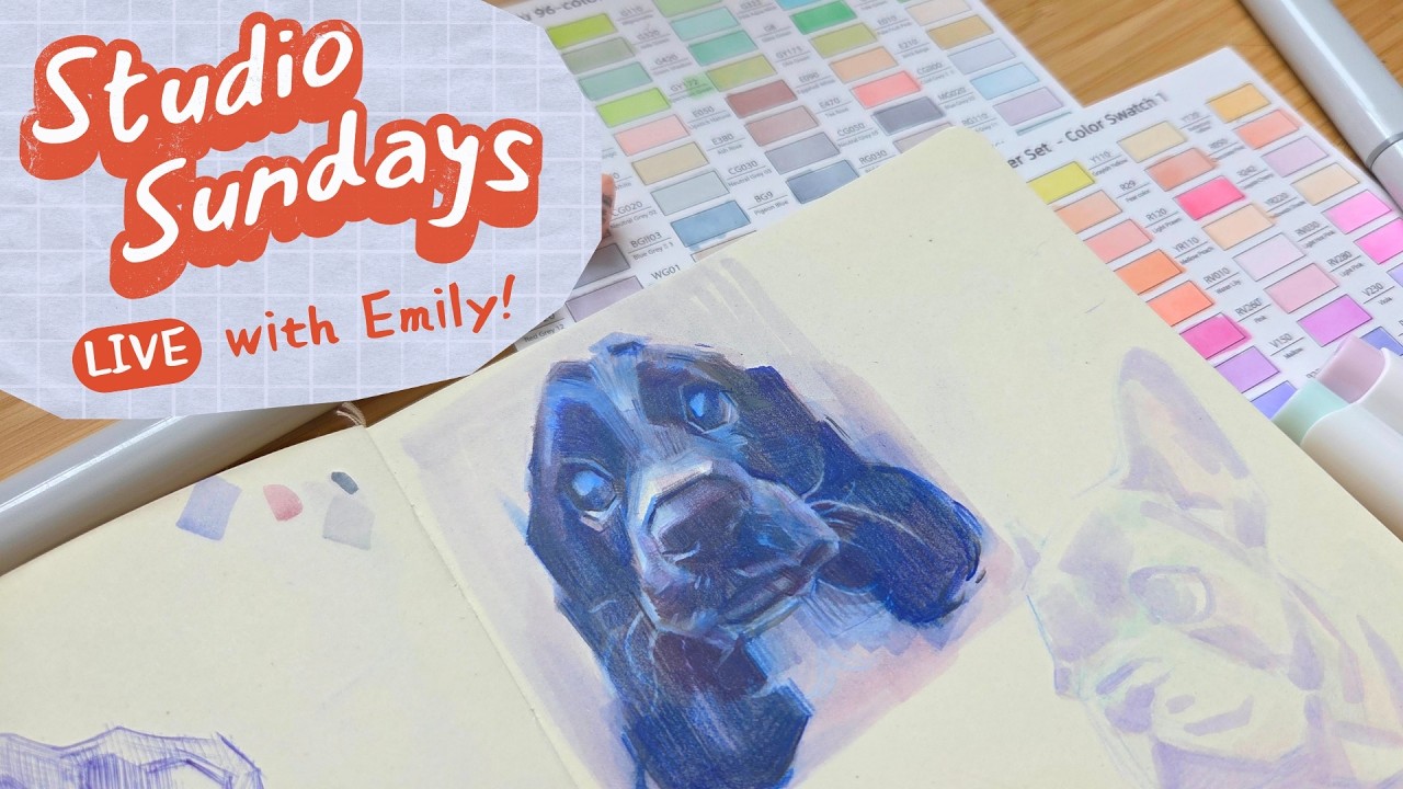 Sketching Dogs w/ Alcohol Markers! I'm still sick| Studio Sundays #3