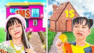 $1 vs $1,000,000 One Colored House Challenge!! Rich Kid Vs Poor Kid...Which House The Best?