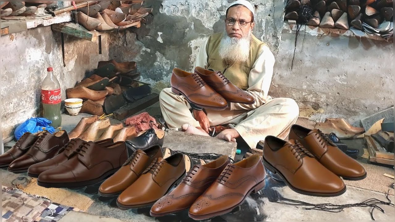 Old Man Making Beautiful Handmade Leather Shoes | Pakistani Workshop
