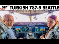 Turkish airlines inaugural boeing 787 cockpit flight to seattle