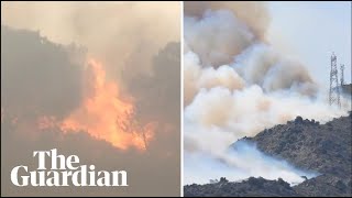 Hundreds of firefighters tackle wildfire on French-Spanish border