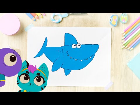 Aprenda a Desenhar um Bebê Tubarão para Crianças usando a Letra L - Tutorial de Desenho Fácil