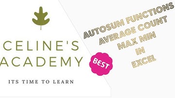 Basic Excel for Beginners SUM, AVERAGE, COUNT, MEDIAN, MAX & MIN Functions by #celinesacademy