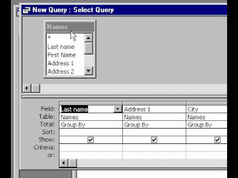 Microsoft Office Access 2000 Changing the fields in a query - YouTube