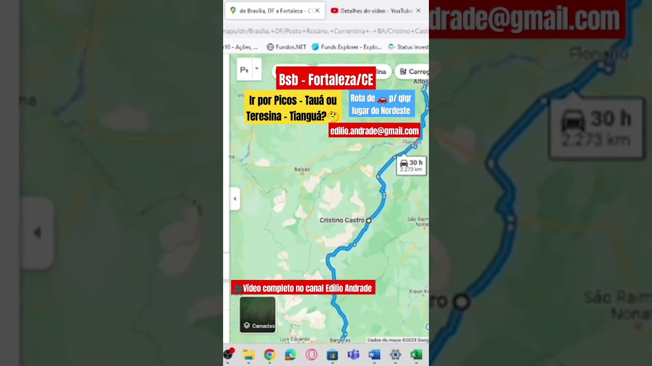 🚗 Viagem de Carro Brasília - Fortaleza/CE, por onde ir, Picos - Tauá ou Teresina - Tianguá?🤔