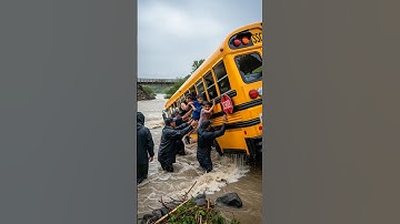 Miracle Rescue: Kids Freed from School Bus Swept Away by Flood #shorts #viral #fyp #youtubeshorts