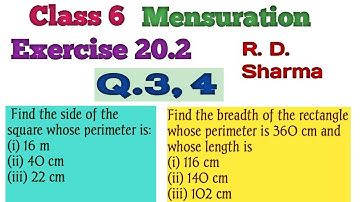 class 6 ex. 20.2 Q.3, 4 | Mensuration | rd sharma maths