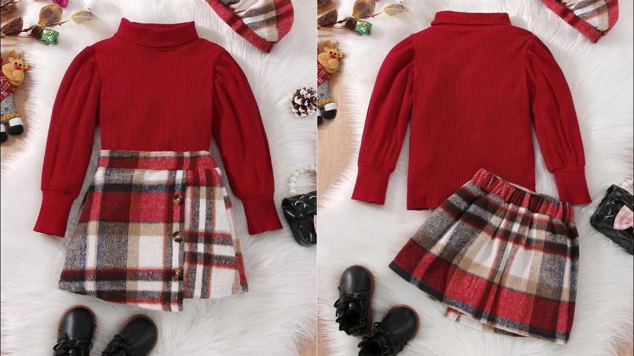تفصيل وخياطة اونسومبل Ensemble شتوي للبنات ( عمر -9- سنوات) 🧵✂️🥰