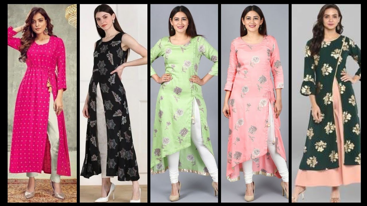 Top 50 Long side slit kurti Designs, Ankle Length Kurtas & Kurtis