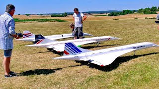 3 Huge Rc Concorde Scale Model Turbine Jet Airliner / Syncro Flight Demonstration !!!