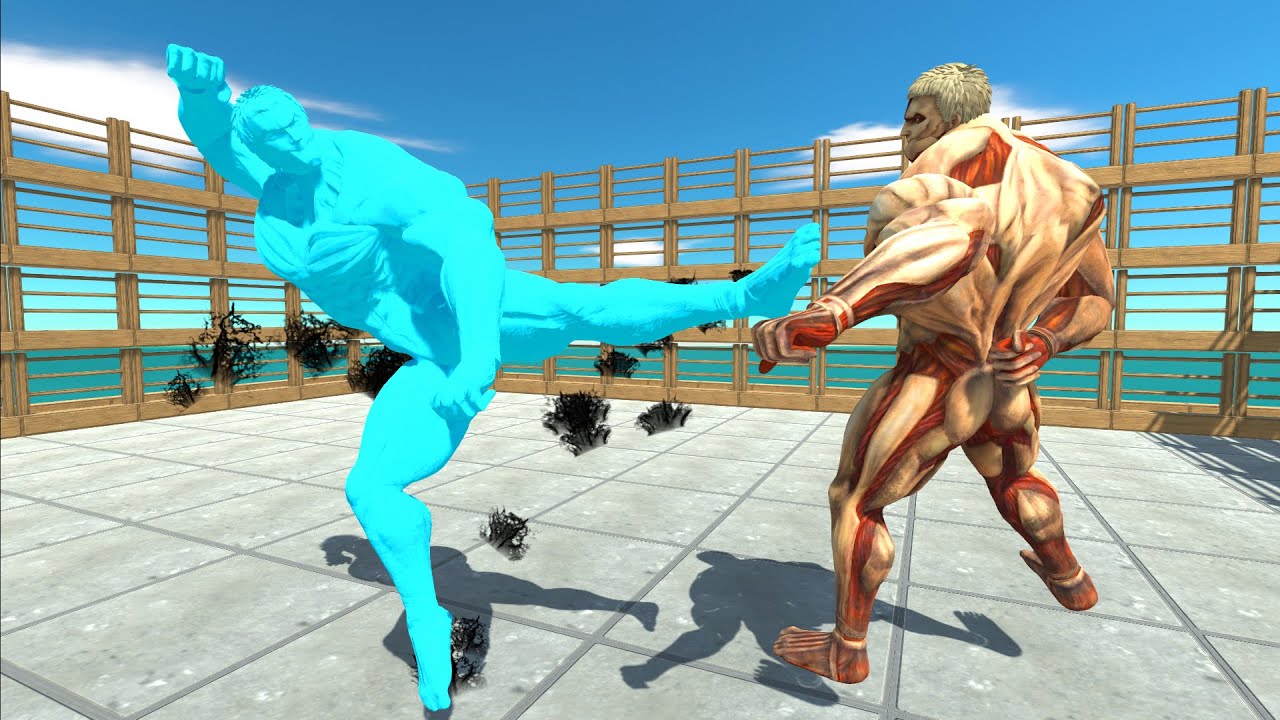 Ice Armored Titan vs Armored Titan in Wooden Cage - ARBS