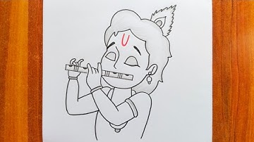Krishna Drawing For Janmashtami / Krishna Drawing / Easy Drawing / How To Draw Beautiful Krishna