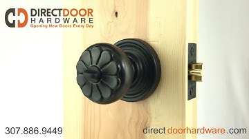Emtek Lost Wax Petal Door Knob with Style 12 Rosette in Flat Black