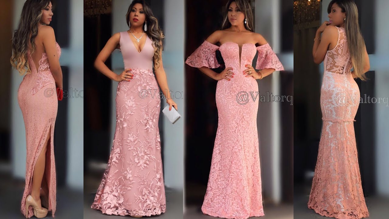 vestido de festa longo rosa seco