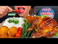 ASMR EATING WHOLE ROAST CHICKEN SPICY EGG CURRY OKRA CHILLI TOMATO & RICE 먹방 Sounds