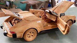 Wood Carving - Porsche 911 (1989) - Woodworking Art