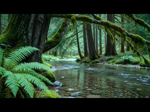 Calming Forest Ambience - River Flowing Birds Chirping in Hidden Forest Ambience for Rest, Medicine — free youtube stock footage